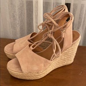Coach beechwood suede lace up wedges